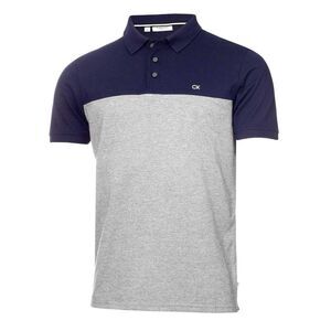 Calvin Klein Mens Colour Block Golf Polo Shirt / Navy/Silver Melange